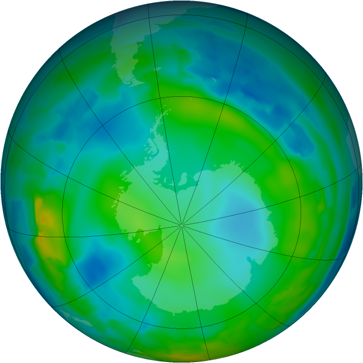 Antarctic ozone map for 14 June 2012